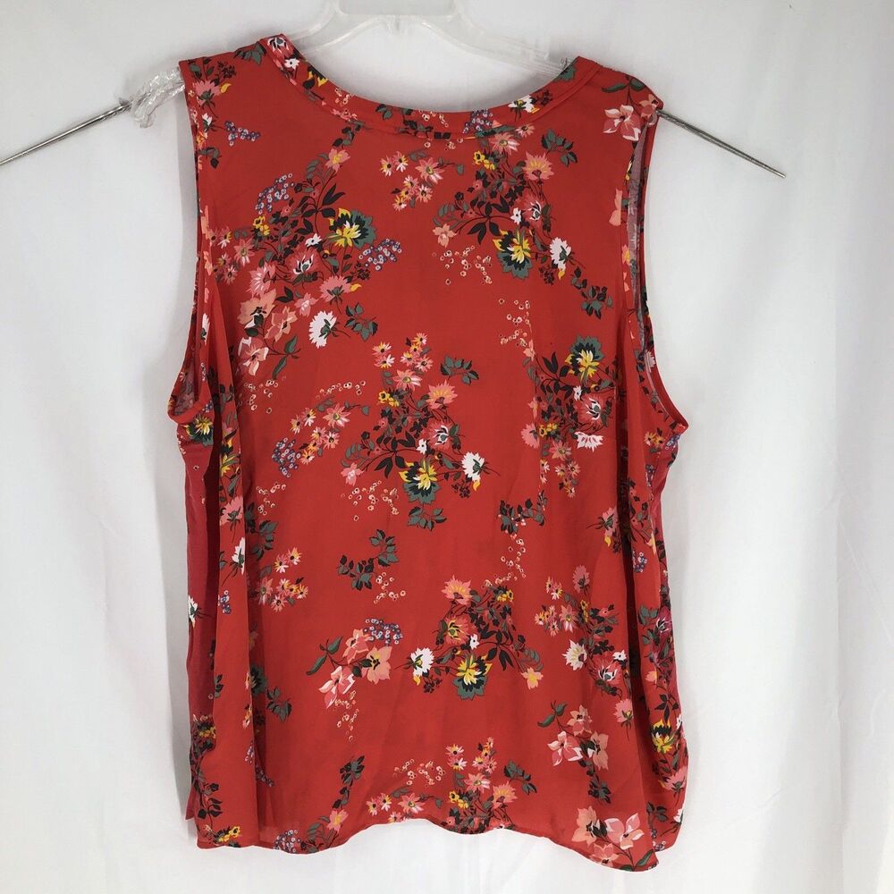 LOFT Floral Shell Women 24/26 Red Sleeveless Tie Back Mixed Media